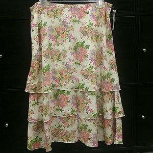 Liz Claiborne tiered ruffles silk skirt new
